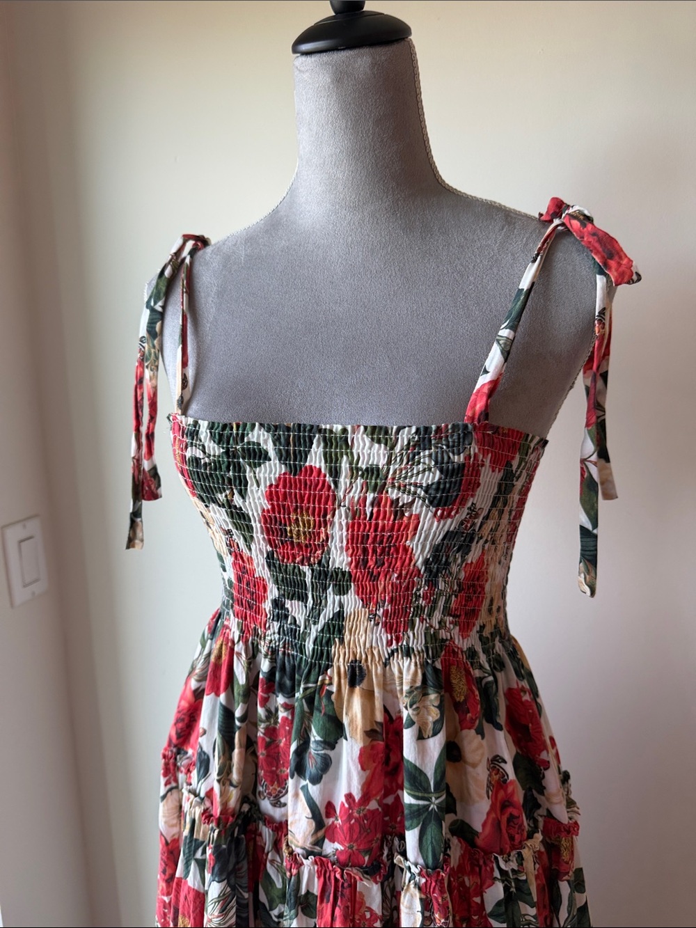 Vilebrequin Floral Maxi Dress in Red, Green, Cream - Picture 2 of 8